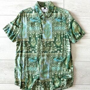 Mens Topman Paisley Printed Short Sleeve Button Up Shirt size Small